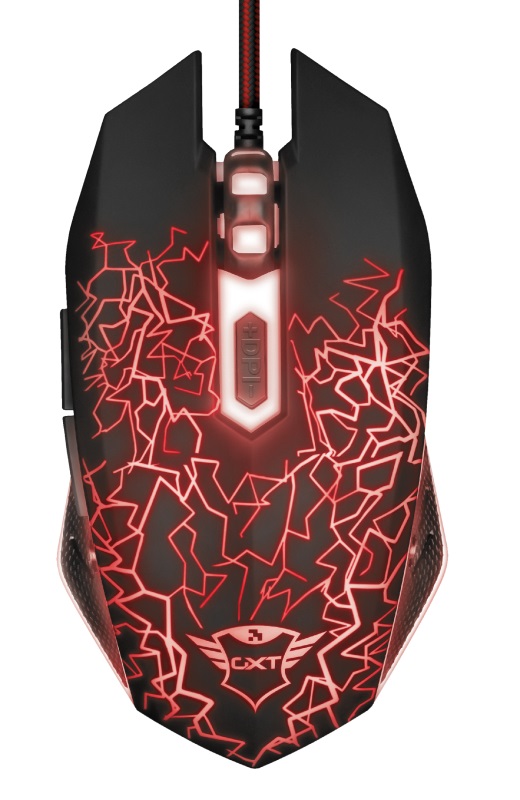 Trust Gaming GXT 105 Izza Illuminated Mouse, 800 - 2400 dpi, 6 Programmable button, Fully illuminated top, Rubberized top cover for a firm grip, 1,8 m USB, Black photo 1
