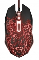 Trust Gaming GXT 105 Izza Illuminated Mouse, 800 - 2400 dpi, 6 Programmable button, Fully illuminated top, Rubberized top cover for a firm grip, 1,8 m USB, Black