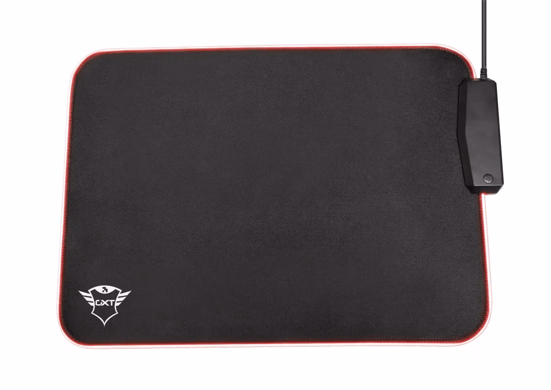 Trust Gaming GXT 765 Glide-Flex RGB Mouse Pad with USB Hub, 4 USB ports to connect USB devices within reach, Flexible design with comfortable fabric surface (350x250mm), 1.2m braided cable