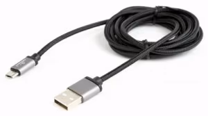 Cable micro USB2.0 Cotton braided - 1.8m - Cablexpert CCB-mUSB2B-AMBM-6, Black, Professional series, USB 2.0 A-plug to Micro B-plug, blister