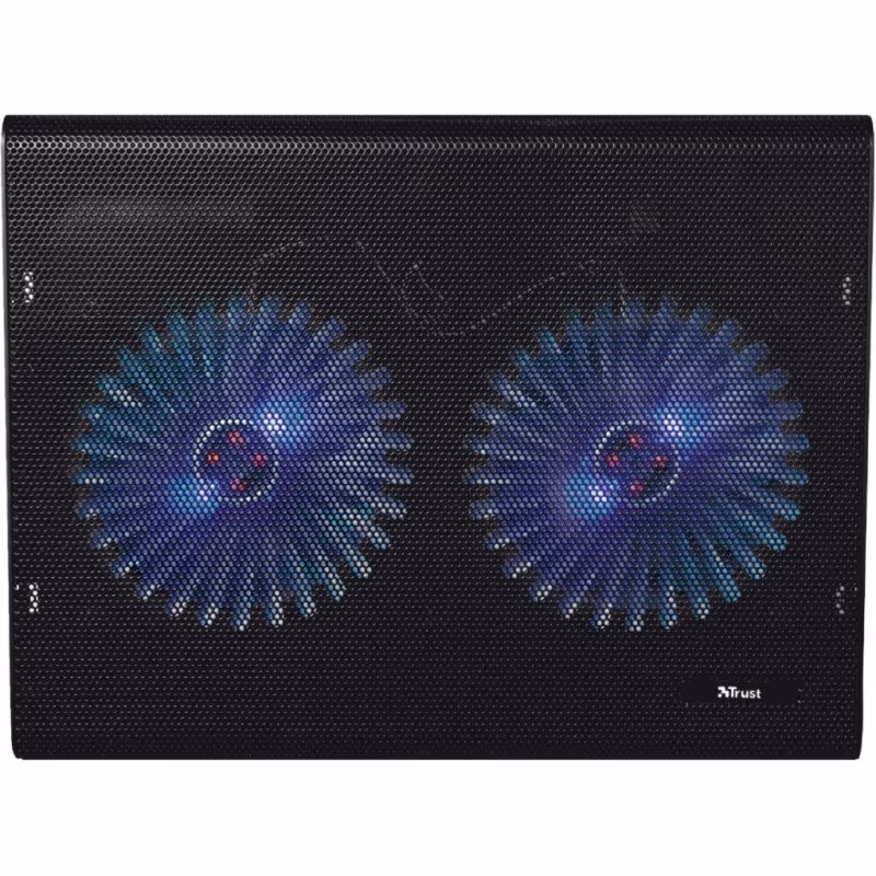 Trust  Azul, Notebook Cooling Pad up to 17.3”, 2x125 mm silent cooling fans illuminated by 4 blue LED lights, Black 