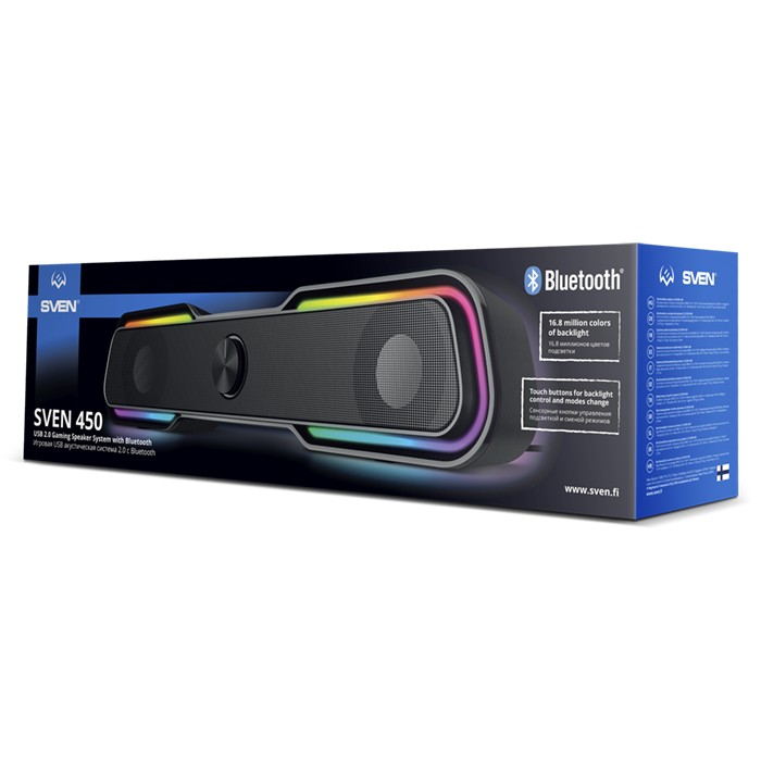 Колонки SVEN 450 / 10W / Bluetooth / USB power / RGB / Black photo 6