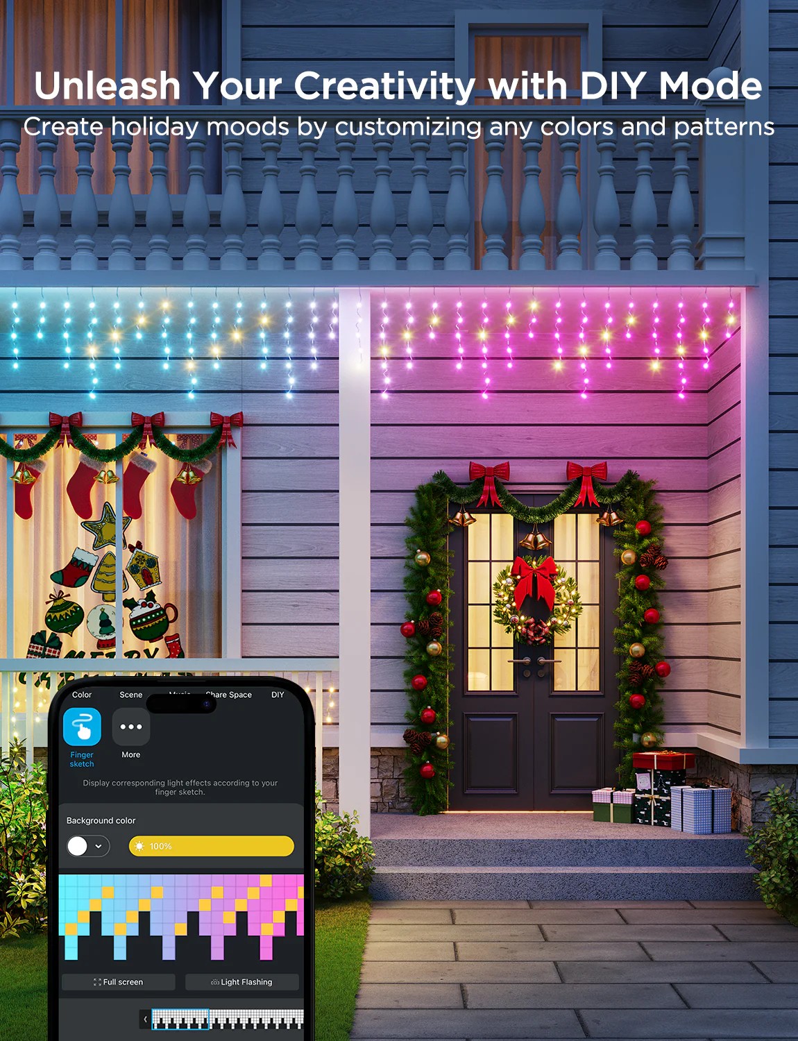 Уличная гирлянда в виде сосулек GOVEE RGBIC Icicle Ligths 10M photo 5