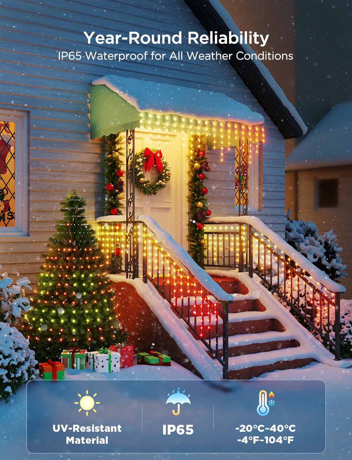 Уличная гирлянда в виде сосулек GOVEE RGBIC Icicle Ligths 10M photo 8