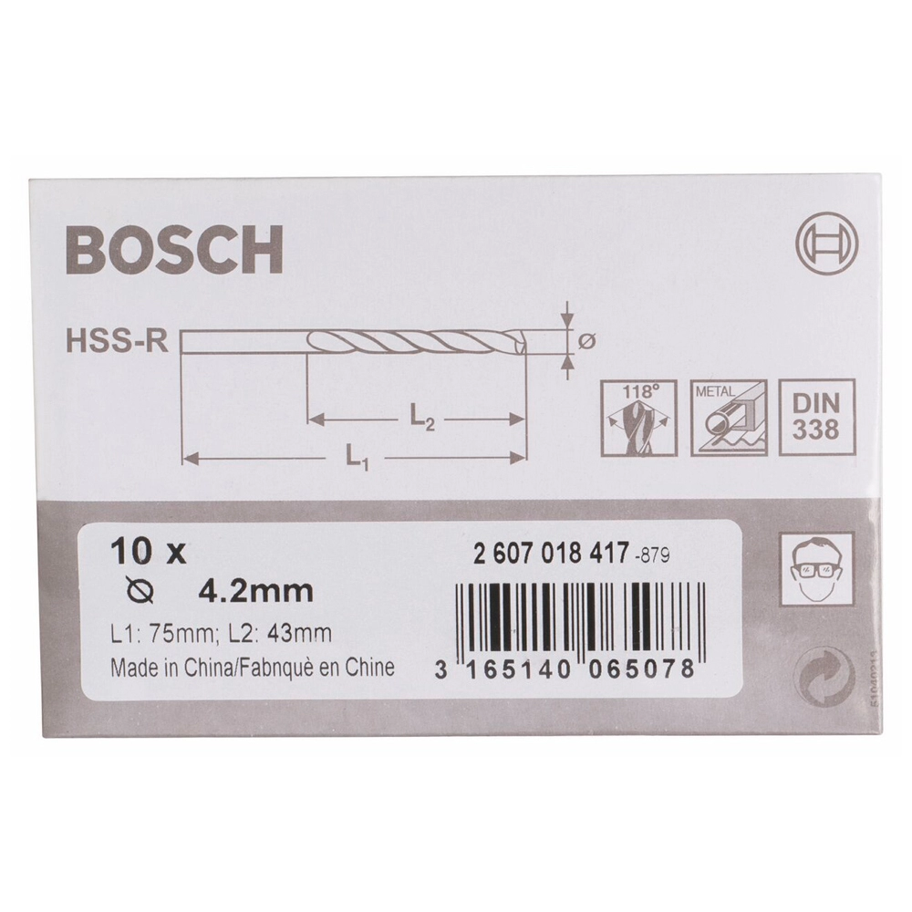 Сверло Bosch HSS 4,2x43x75, 2607018417