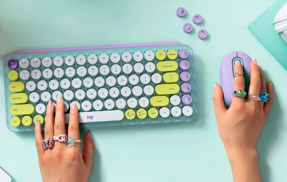 Tastatura fara fir Logitech POP Keys Daydream Mint Rus / Mecanica photo 2