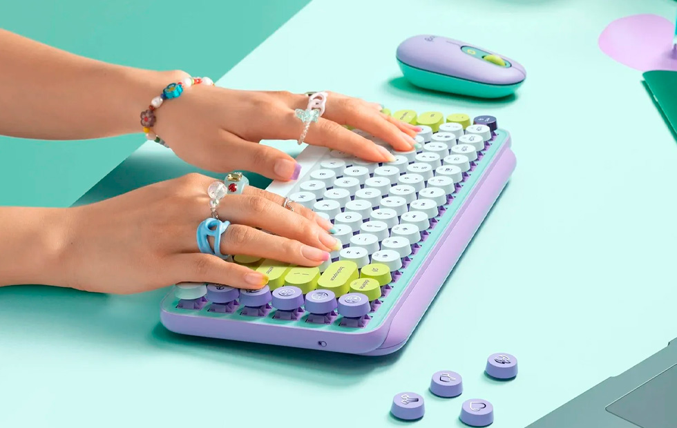 Tastatura fara fir Logitech POP Keys Daydream Mint Rus / Mecanica photo 3