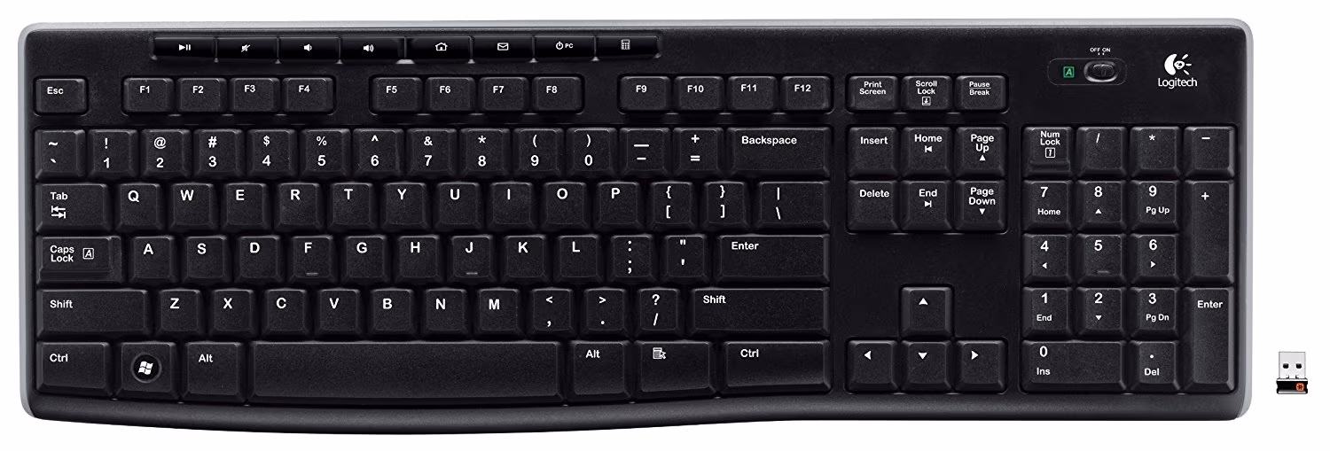 Logitech Wireless Keyboard K270, Multimedia, 8-keys, Spill-resistant, Nano receiver, USB, Retail 