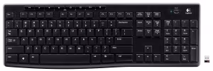 Logitech Wireless Keyboard K270, Multimedia, 8-keys, Spill-resistant, Nano receiver, USB, Retail