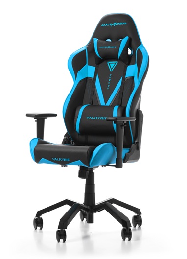 Gaming/Office Chair DXRacer Valkyrie GC-V03-NB-B2, Black/Blue, Premium PU leather + Perforated & Carbon look PVC, max weight up to 150kg / height 165-195cm, Recline 90°-135°, 3D Armrests, Head&Lumbar Cushions, Aluminium Spider, 3"PU Caster, W-23.7kg photo 1