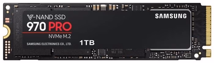 M.2 NVMe SSD 1.0TB Samsung SSD 970 PRO, Interface: PCIe3.0 x4 / NVMe1.3, M2 Type 2280 form factor, Seq. Read: 3500 MB/s, Seq. Write: 2700 MB/s, Max Random 4k: Read /Write: 500,000/500,000 IOPS, Samsung Phoenix controller, V-NAND 2-bit MLC 