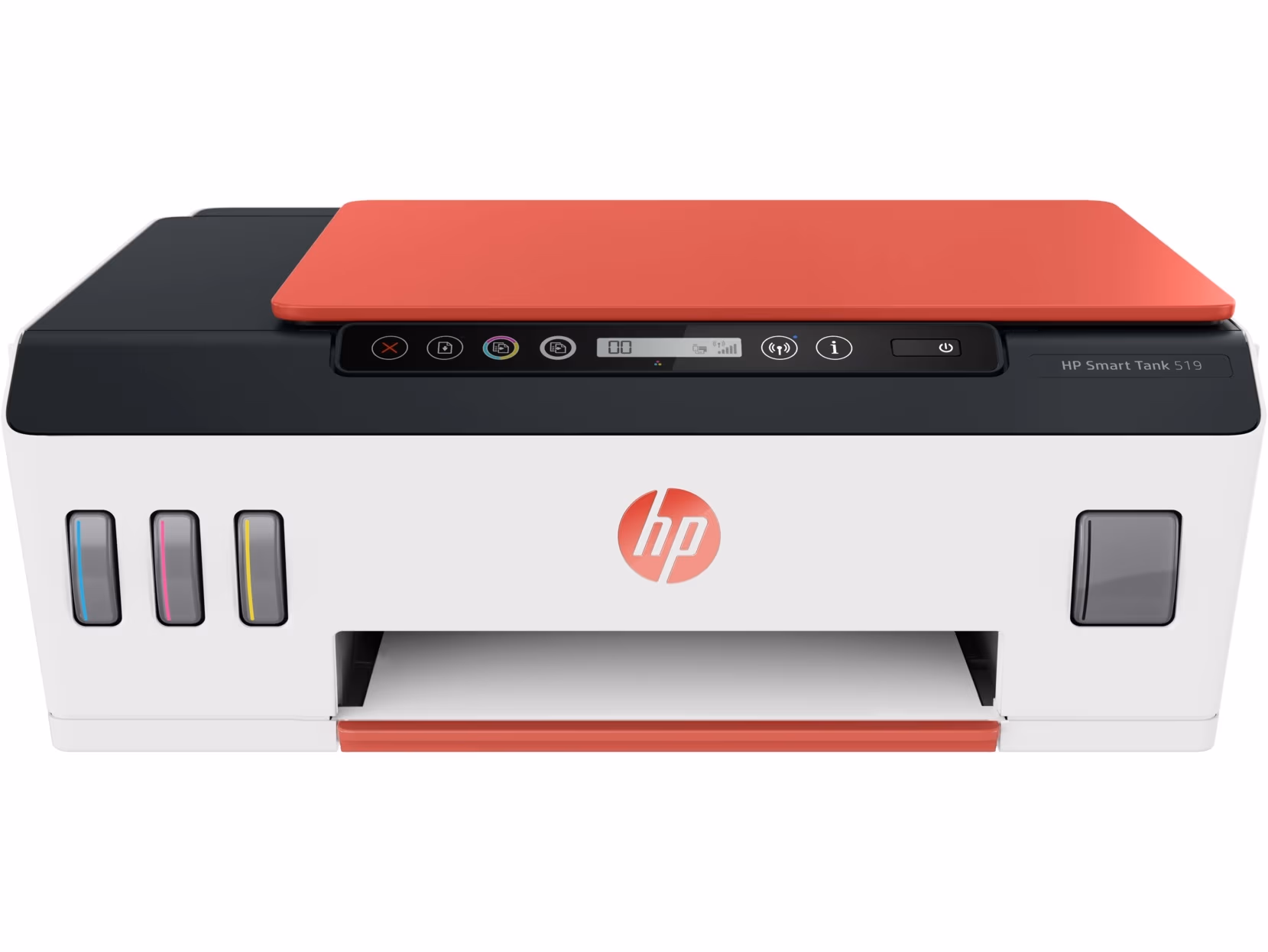 MFD CISS HP Smart Tank 519 Wireless, White/Red/Black, A4, up to 11ppm/5ppm black/color, up to 4800x1200 dpi, 1200x1200dpi, Up to 800 p/m, 800Mhz, 256 Mb, 7 segment LCD, Hi-Speed USB 2.0, Wi-Fi, Bluetooth LE, (3*GT53XL Black 135ml, 1*GT52 C/M/Y)