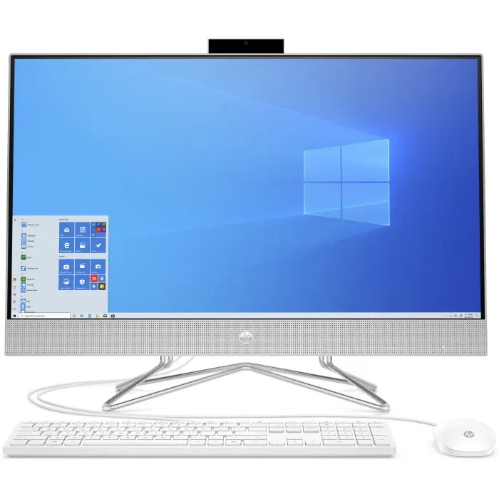 All-in-One PC - 27" HP AiO 27-cb0037ur 27" FHD IPS Non-Touch, AMD Ryzen 7 5700U, 8GB (2x4Gb) DDR4, 512Gb M.2 PCIe NVMe SSD, AMD Integrated Graphics, CR, FHD IR Cam, WiFi ac 1x1 + BT5, HDMI, LAN, Wired USB Keyboard and Mouse, Windows 11 Plus SL, White. photo 1