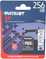 Карта памяти microSD Patriot EP Series V30/ 90Mbps/ 256GB + SD adapter