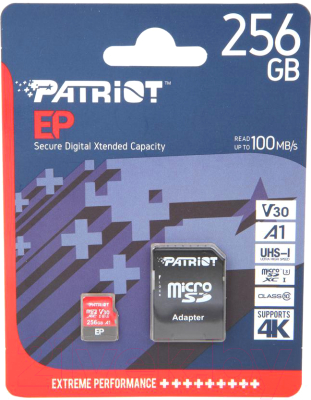 Card de memorie microSD Patriot EP Series V30/ 90Mbps/ 256GB + SD adapter photo 2