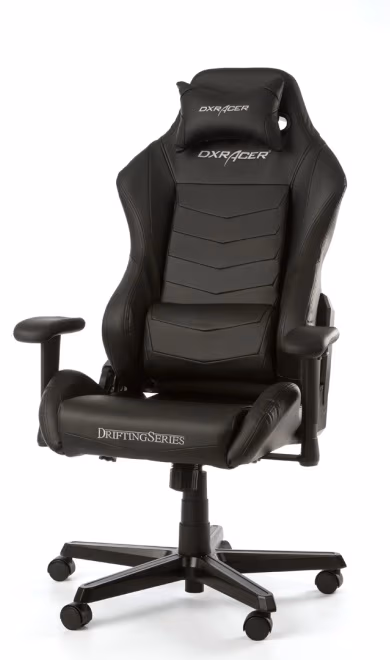 Gaming/Office Chair DXRacer Drifting GC-D166-N-M3, Black/Black, Premium PU leather, max weight up to 150kg / height 145-175cm, Recline 90°-135°, 3D Armrests, Head and Lumber cushions, Aluminium wheelbase, 2" PU Caster, W-23.5kg 