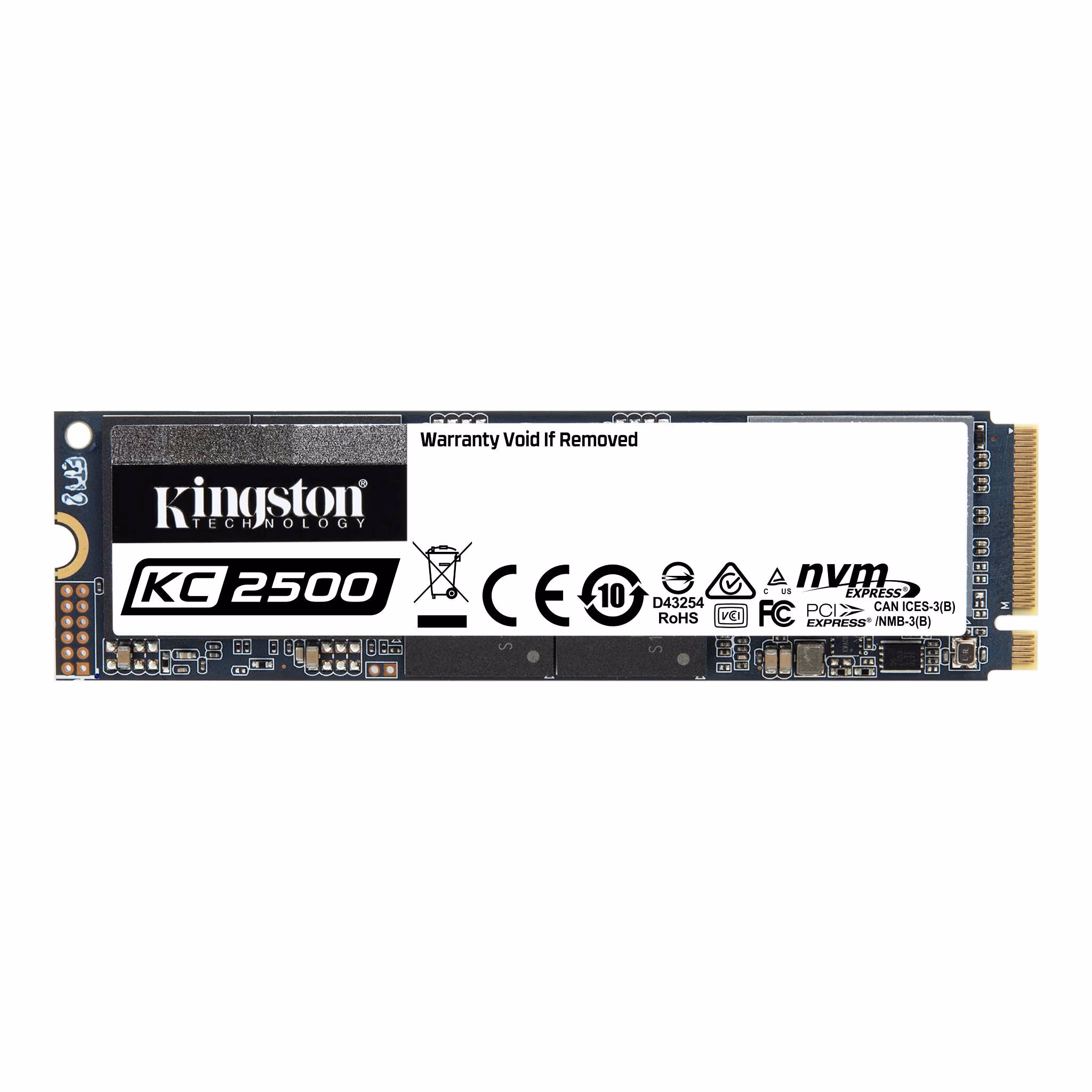 M.2 NVMe SSD 500GB Kingston KC2500, Interface: PCIe3.0 x4 / NVMe1.3, M2 Type 2280 form factor, Sequential Reads 3500 MB/s, Sequential Writes 2500 MB/s, Max Random 4k Read 375,000 / Write 300,000 IOPS, SMI 2262EN controller, 96-layer 3D NAND TLC