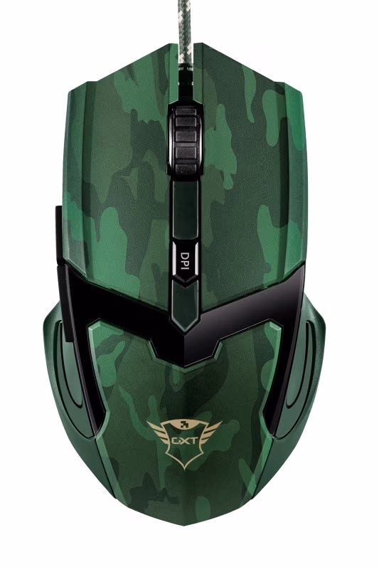 Trust Gaming GXT 101D Gav Mouse - Jungle Camo, 600 - 4800 dpi, 6 button, Ergonomic & comfortable design, 1,8 m USB