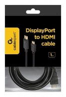 Cable DP-HDMI  - 1m - Cablexpert CC-DP-HDMI-1M, 1m, HDMI type A (male) only to DP (male) cable,  (cable is not bi-directional), Black
