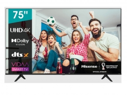 75" LED TV Hisense 75A6BG, Black (3840x2160 UHD, MR 120Hz, SMART TV (VIDAA OS), 3 x HDMI2.0, 2 x USB, Wi-Fi (2.4GHz+5GHz), DVB-T/T2/C/S2, Speakers 2 x 15W Dolby Audio, VESA 200x300, 26.5 Kg) thumbnav 1