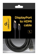 Cable DP-HDMI  - 1m - Cablexpert CC-DP-HDMI-1M, 1m, DP (male) cable - HDMI type A (male), from DisplayPort to HDMI (cable is not bi-directional), Black thumbnav 4