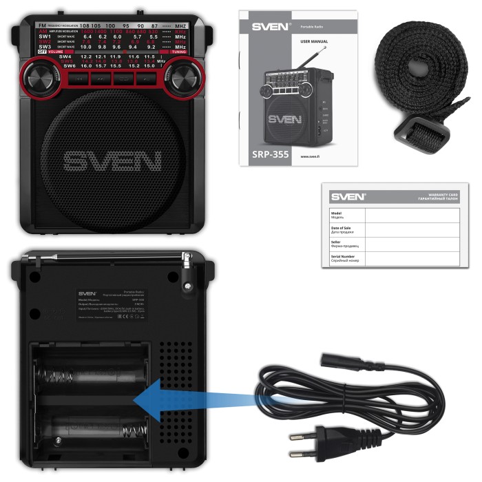 Boxa portabila SVEN SRP-355, Black / 3W / Bluetooth / FM/AM/SW Radio / USB / microSD photo 5