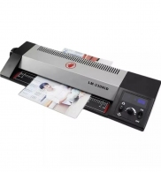 Qsmile LM330iDX A3, Black, Rollers: 2(hot shoe), Reverse, Input width: 330 mm,Speed: 55 cm/min, Min Film thickness: 160(2*80) microns, Max. film thickness: 250(2*125) microns, Min Film size: Credit card size (54*86 mm), Max. Paper size: A3, Max. lam. thic thumbnav 1