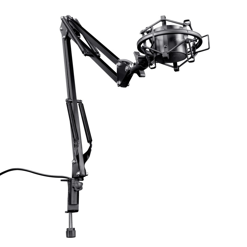 Регулируемая подставка для микрофона Trust Gaming GXT 253 Emita / shock mount table arm clamp, USB, Height 417mm, black photo 2