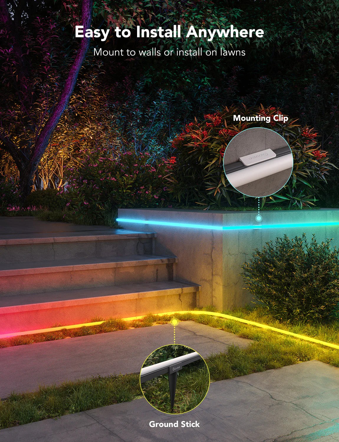 Наружняя светодиодная лента GOVEE RGBIC Outdoor Neon Strip Lights 10M photo 6