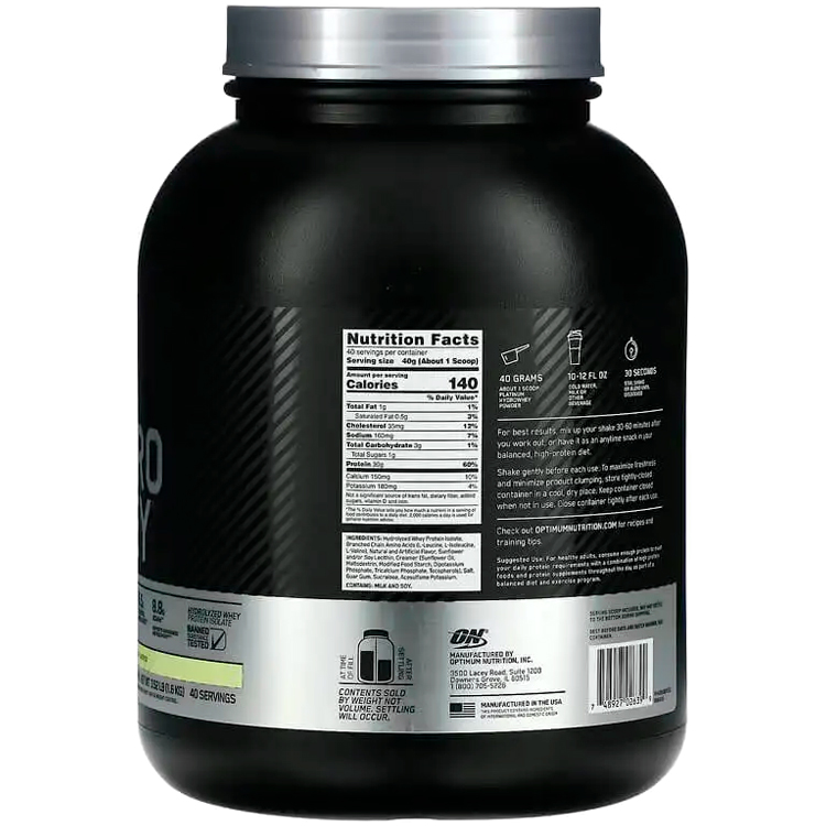 Гидролизат протеина Optimum Nutrition Platinum Hydro Whey Vanilla 3.52lb/1.6 кг photo 2