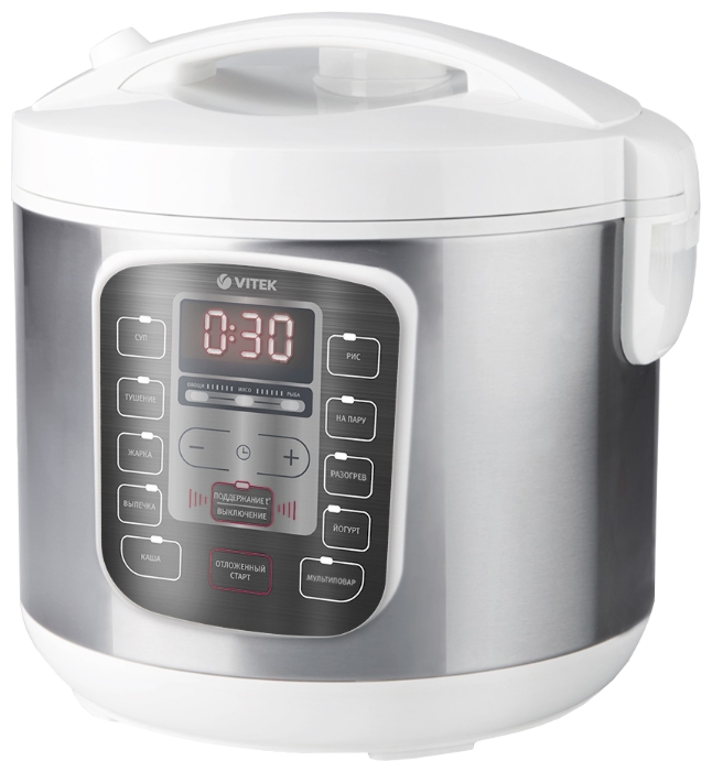Multifierbator Vitek VT-4219 / 5 l si mai mult / 900 / 10 programe / Alb cu inox photo 1 Multifierbator Vitek VT-4219 / 5 l si mai mult / 900 / 10 programe / Alb cu inox photo 1