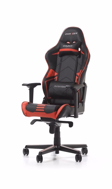 Gaming/Office Chair DXRacer Racing Pro GC-R131-NR-V2, Black/Red, Premium PU leather, max weight up to 150kg / height 165-195cm, Rocking Function, Recline 90°-135°, 4D Armrests, Head and Lumber cushions, Aluminium wheelbase, 3" PU Caster, W-26.1kg 