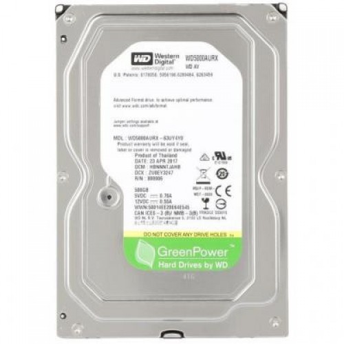 3.5" HDD 500GB Western Digital WD5000AURX AV-GP™, 5400rpm, 64MB, SATAIII, FR photo 1