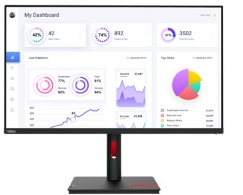 31.5" LENOVO IPS LED ThinkVision T32p-30 Black (4ms, 1000:1, 350cd, 3840x2160, 178°/178°, HDMI2.0, DisplayPort, USB-C (Data, Video, Power), Gigabit LAN, USB Hub: 4 x USB3.2, KWM Switch, PIP/PBP, Audio Line-Out, Height Adjustment, Pivot, VESA) thumbnav 1