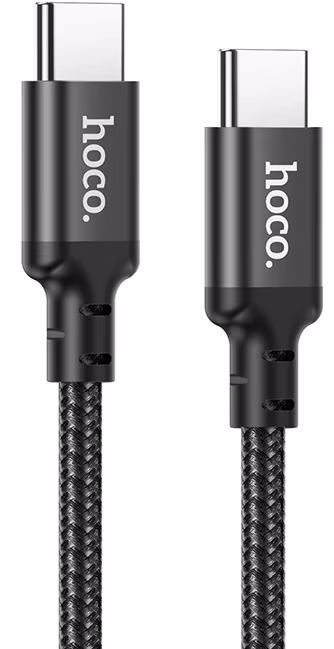 Cable  USB-C to USB-C   HOCO “X14 Double speed”,  1m,  Black, Fast Charge, up to 60W, High-power notebook charging, Charging Data Cable, Outer material: Braided wire+ABS+TPE 