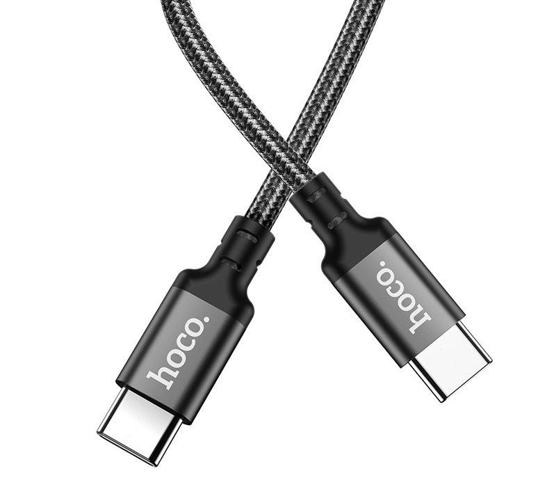 Cable  USB-C to USB-C   HOCO “X14 Double speed”,  1m,  Black, Fast Charge, up to 60W, High-power notebook charging, Charging Data Cable, Outer material: Braided wire+ABS+TPE photo 2