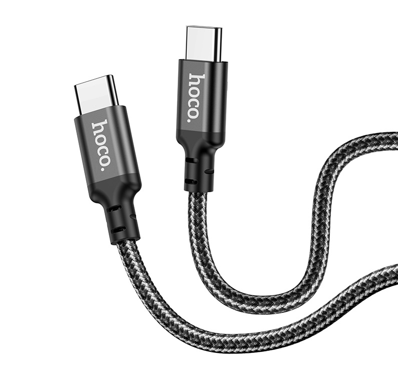 Cable  USB-C to USB-C   HOCO “X14 Double speed”,  1m,  Black, Fast Charge, up to 60W, High-power notebook charging, Charging Data Cable, Outer material: Braided wire+ABS+TPE photo 3