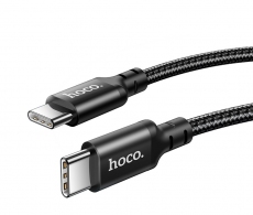 Cable  USB-C to USB-C   HOCO “X14 Double speed”,  1m,  Black, Fast Charge, up to 60W, High-power notebook charging, Charging Data Cable, Outer material: Braided wire+ABS+TPE thumbnav 4