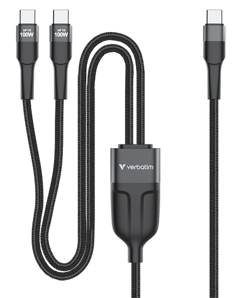 Cablu USB-C to Dual USB-C Verbatim Sync & Charge 100W / 1.5 m photo 2