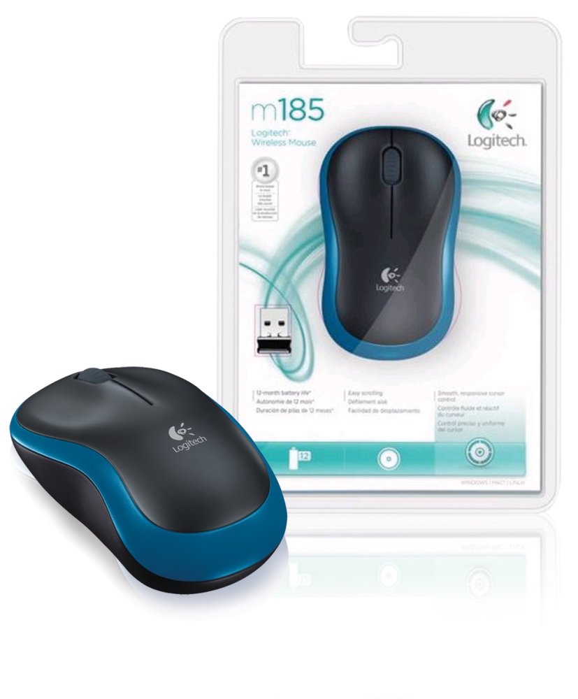 Logitech Wireless Mouse M185 Blue, Optical Mouse for Notebooks, Nano receiver, Blue/Black, Retail photo 3