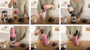 Blender pentru smoothie Bosch MMB2111M, 650 ml, 450 W, 1 trepte viteza, Negru cu inox thumbnav 7