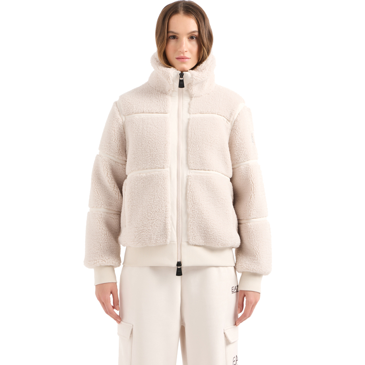 Scurta EA7 EMPORIO ARMANI CONTEMPORARY SPORT TEDDY-EFFECT JACKET XXS Bej Femei photo 3