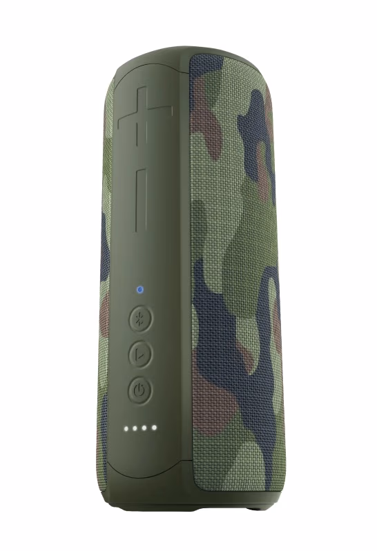 Trust Caro Max Powerful Bluetooth Wireless Speaker 20W, Waterproof IPX7, Up to 12 hours, Link two speakers wirelessly to boost your party, Bluetooth, micro SD and aux input, built-in microphone, Jungle Camo 