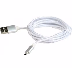 Cable USB2.0/Type-C Cotton braided - 1.8m - Cablexpert CCB-mUSB2B-AMCM-6-S, Silver, USB 2.0 A-plug to type-C plug, blister 