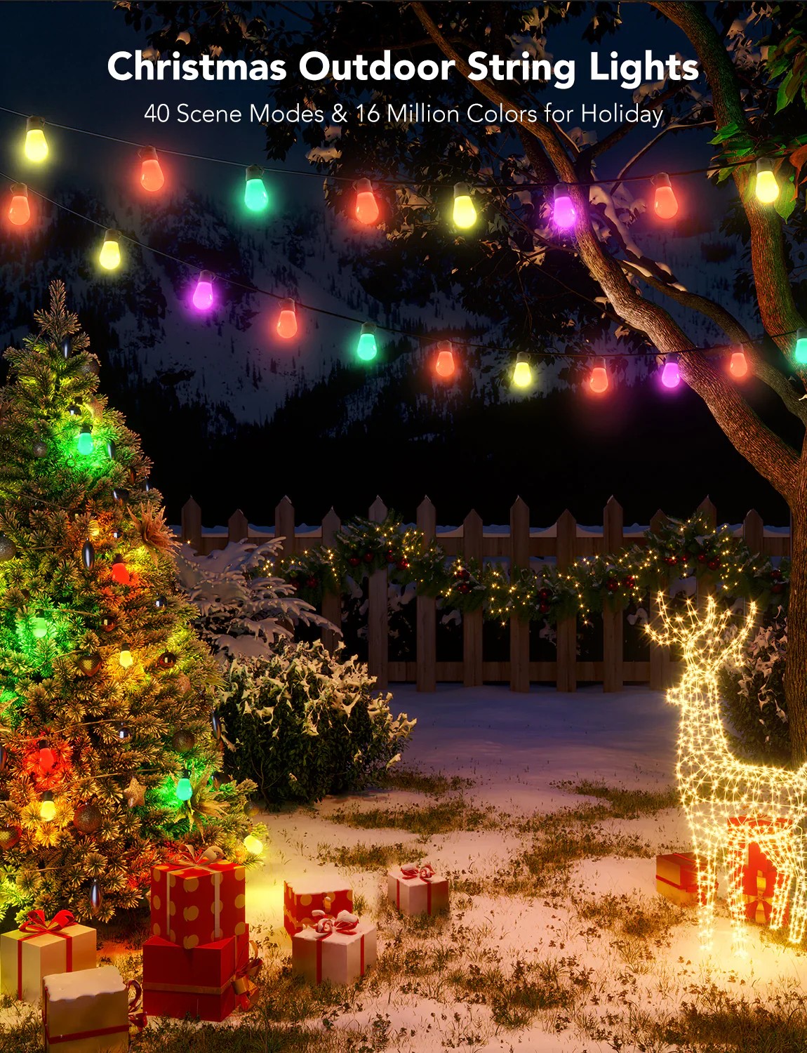 Наружняя светодиодная лента GOVEE RGBIC Smart Outdoor String Lights 15m, 15 Light Bulbs photo 5
