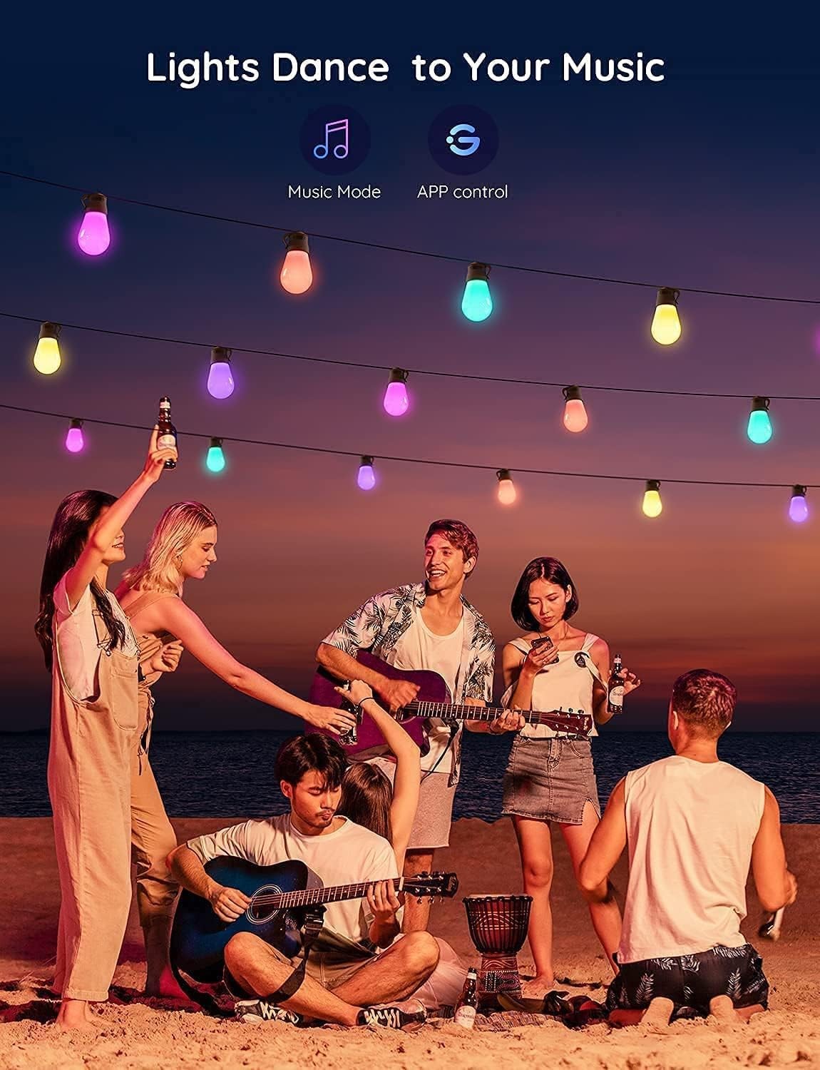Наружняя светодиодная лента GOVEE RGBIC Smart Outdoor String Lights 15m, 15 Light Bulbs photo 7