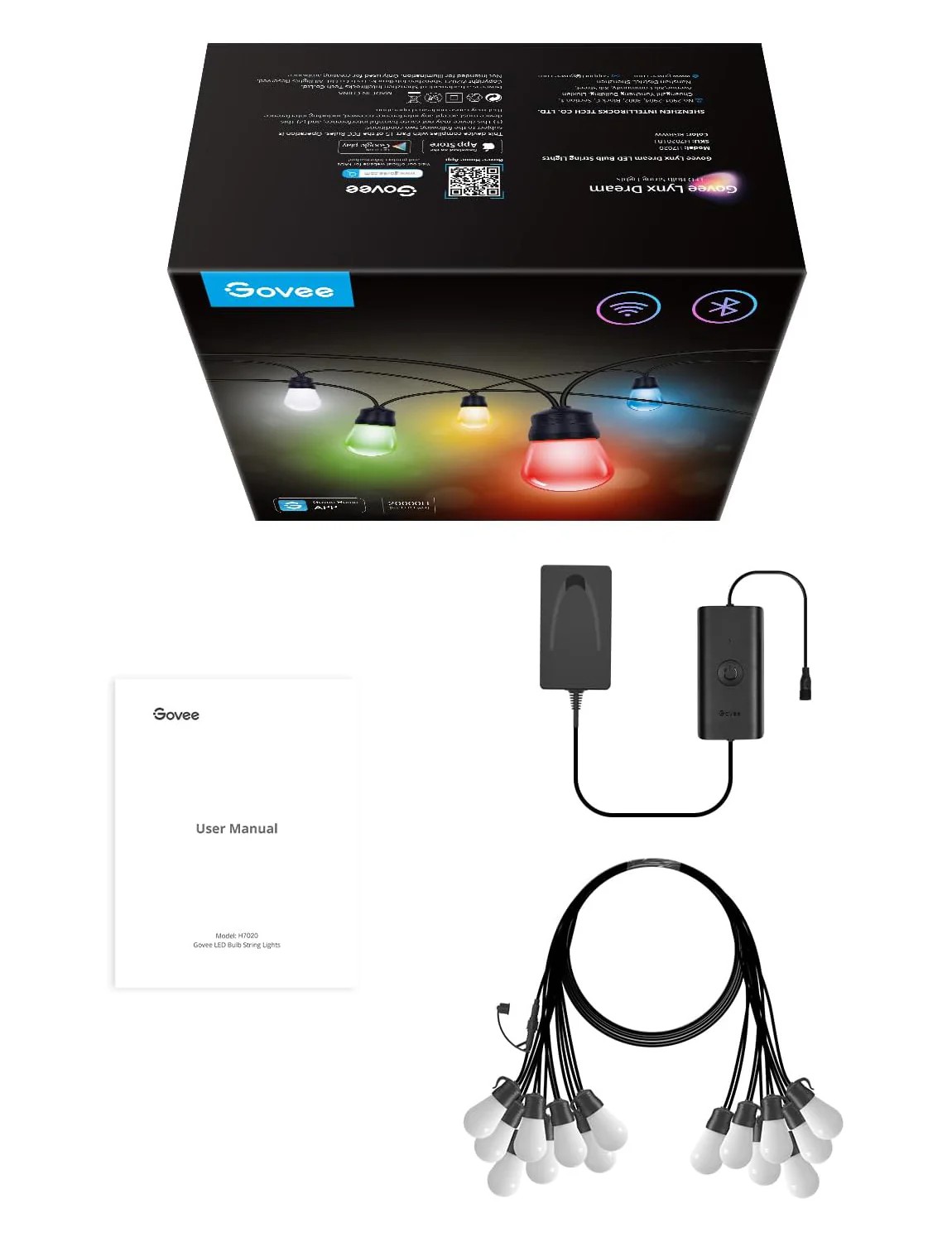 Наружняя светодиодная лента GOVEE RGBIC Smart Outdoor String Lights 15m, 15 Light Bulbs photo 9