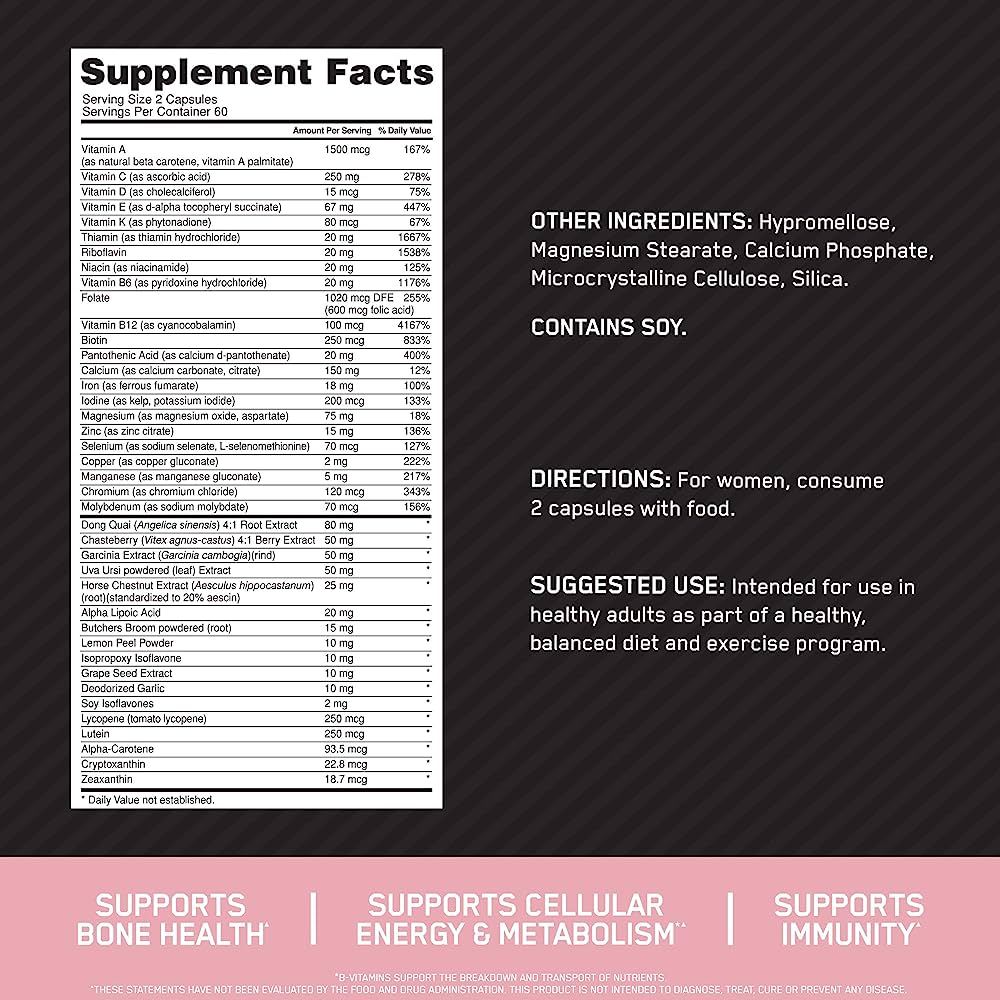 Витамины Optimum Nutrition ON OPTI WOMEN REV 60CAPS photo 3