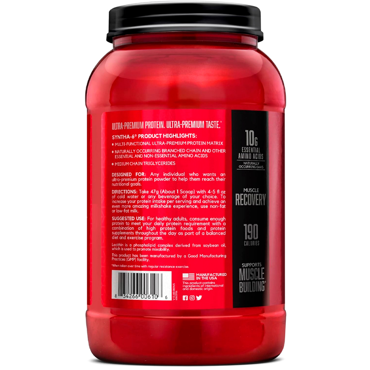 Сывороточный протеин BSN Syntha-6 Ultra Premium Protein Matrix Chocolate Milkshake 2.91lb/1.32кг photo 3