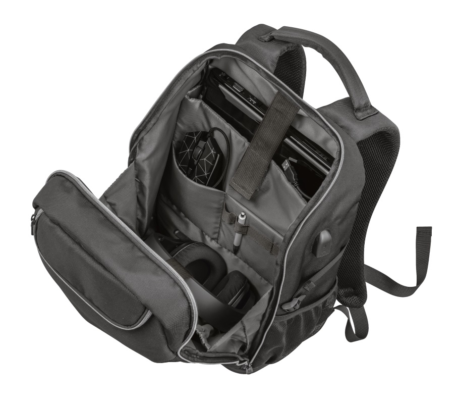 15.6" Trust Gaming Backpack GXT 1255 Outlaw, Black, 20 L, 4 Dedicated compartments to safely transport mouse, headset, tablet and other accessories photo 3